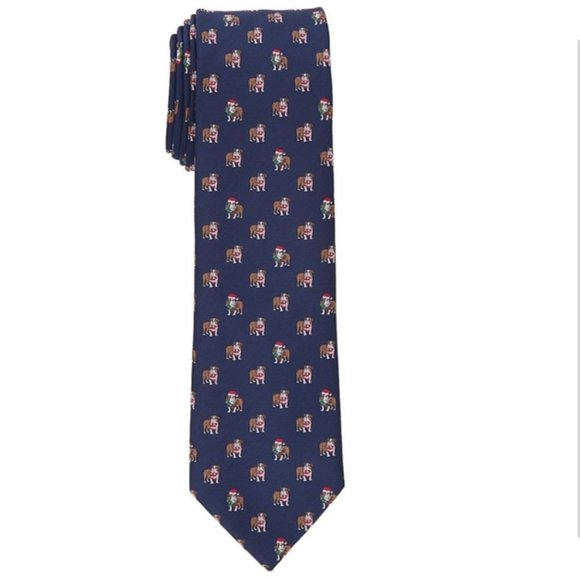 St. Nicholas Square NWT Bulldog Santa Christmas Tie - Picture 1 of 2